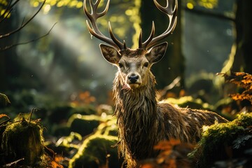 Majestic deer in the midst of wildlife enthusiasts., generative IA