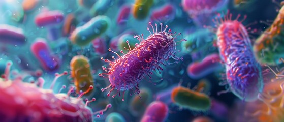 Evolutionary biology and smart materials, microbiome studies for health super realistic,soft shadowns,