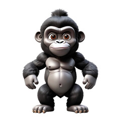 Obraz premium 3d rendering of cartoon gorilla on Isolated transparent background png. generated with AI