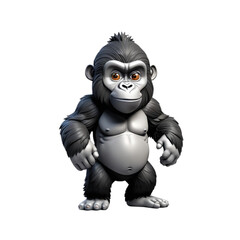 Fototapeta premium 3d rendering of cartoon gorilla on Isolated transparent background png. generated with AI