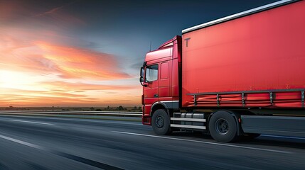 A powerful tractor trailer dominates the road, gracefully navigating its way through the landscape, a symbol of strength and efficiency.