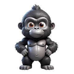 3d rendering of cartoon gorilla on Isolated transparent background png. generated with AI