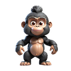 Fototapeta premium 3d rendering of cartoon gorilla on Isolated transparent background png. generated with AI