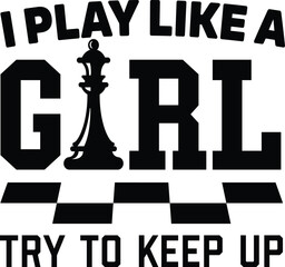 Chess Girl Vector Illustration, Chess Player Girl Quote, Chessmen, Game, Competition