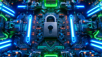Fototapeta premium Digital Security Concept, Network Protection, Cybersecurity and Encryption