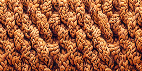 Twisted Rope and Knots, Strength and Binding, Nautical Equipment Texture - obrazy, fototapety, plakaty