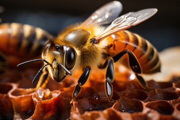 Active bee beekeeping program., generative IA - obrazy, fototapety, plakaty