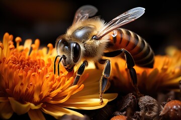 Active bee beekeeping program., generative IA - obrazy, fototapety, plakaty