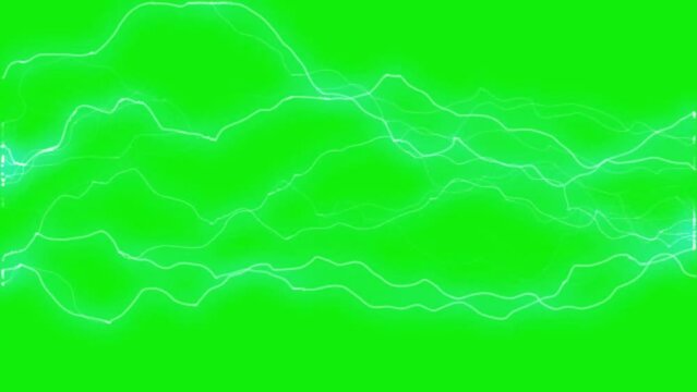 Footage of a lightning strike, with a green screen background. Lightning flashes are suitable for transitions, intros, slides, highlights, content, cinematics, etc.