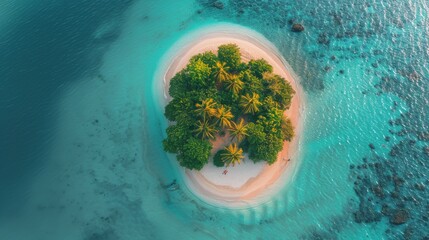 A Small Island in the Middle of the Ocean - obrazy, fototapety, plakaty