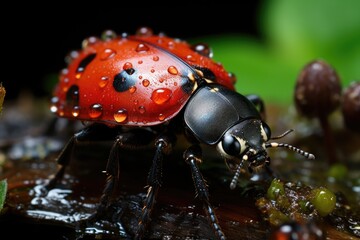 Macro series reveals detailed beauty of ladybug., generative IA