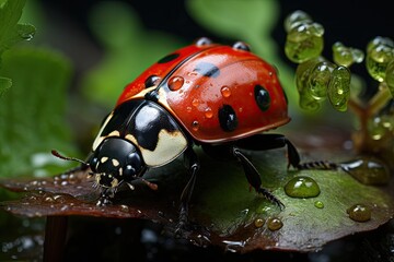 Ladybug protecting plants in educational design., generative IA