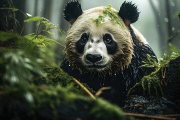 Pacific panda in lush natural habitat., generative IA