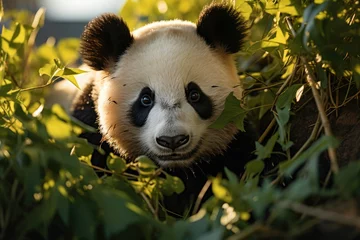 Foto op Canvas Magazine Cover Panda in the bamboo forest., generative IA © JONATAS