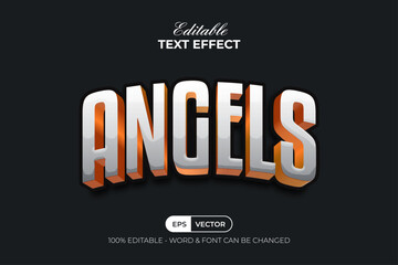 Angels Text Effect Golden Curved Style. Editable Text Effect.