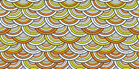 Wavy pattern pattern made of circles. Geometry of circle waves, yellow-orange pattern.