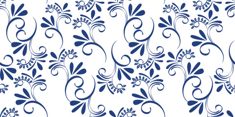 Floral ornament of petals and branches. Twisted repeating stems.