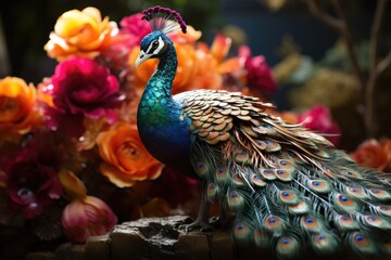Real peacock inspiring luxurious fashion., generative IA