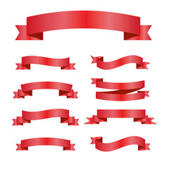 Red Silk Ribbons and White Background with Gradient Mesh, Vector Illustration