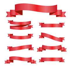 Red Silk Ribbons and White Background with Gradient Mesh, Vector Illustration.
