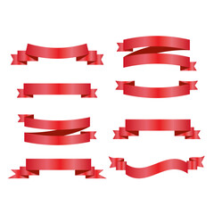 Red Silk Ribbons and White Background with Gradient Mesh, Vector Illustration