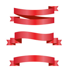 Red Silk Ribbons and White Background with Gradient Mesh, Vector Illustration