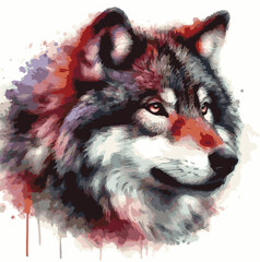 Wolf Illustration watercolor , Watercolor Animal painting