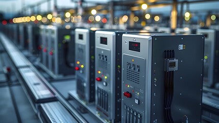 A row of electronic equipment with a few of them having the letters Bef on them