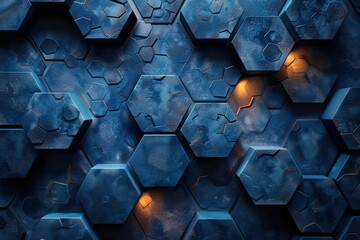 Blue abstract background with hexagon shapes. a blue hexagonal background with a lot of small hexagonal - obrazy, fototapety, plakaty