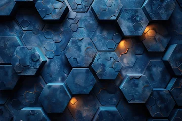 Foto op Plexiglas Blue abstract background with hexagon shapes. a blue hexagonal background with a lot of small hexagonal © Graph Squad