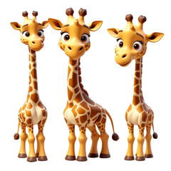 3d rendering of cartoon giraffe on Isolated transparent background png. generated with AI