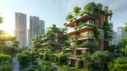 Sustainable Urban Planning Strategies for Resilient and EcoFriendly Cities in Minimal Style - obrazy, fototapety, plakaty