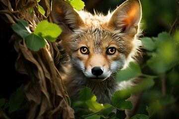Cape Fox lurking in the African vegetation., generative IA