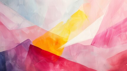 Vivid abstract geometric painting with a warm sunset palette. - obrazy, fototapety, plakaty