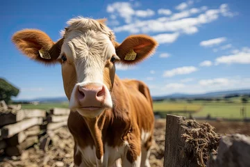 Foto op Aluminium Curious Jersey cow on the farm., generative IA © JONATAS