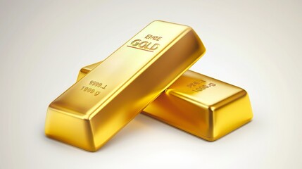 Two Gold bars on a white background. Banking business concept.