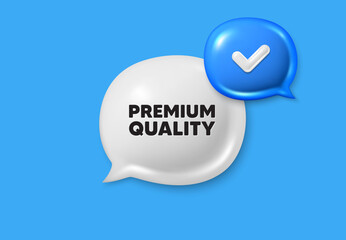 Premium quality tag. Text box speech bubble 3d icons. High product sign. Top offer symbol. Premium quality chat offer. Speech bubble banner. Text box balloon. Vector