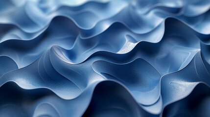 Obraz premium Three dimensional render of blue wavy pattern.