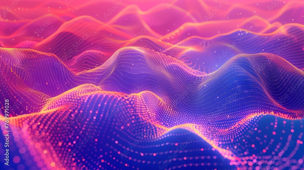 Poster abstract gradient wave of particles. big data. digital background.