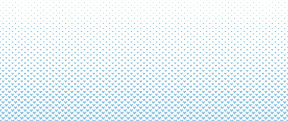 Blended  doodle blue heart on white for pattern and background, halftone effect, Valentine's background