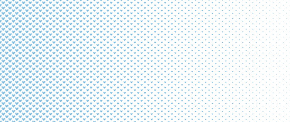 Blended  doodle blue heart on white for pattern and background, halftone effect, Valentine's background