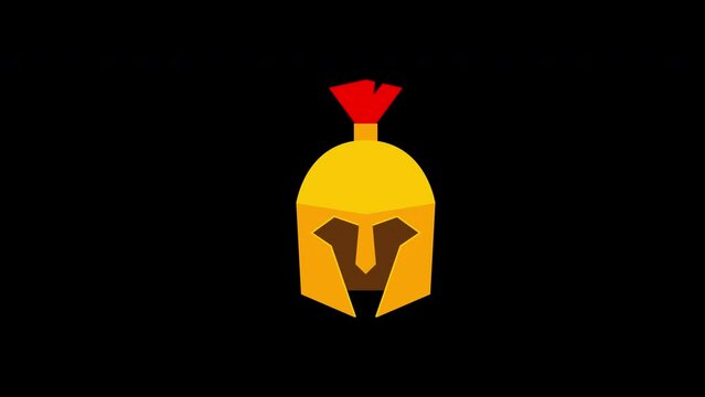 a yellow helmet with a red crown on top, knight wearing helmet icon concept animation with alpha channel