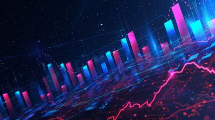 finance investment concept. up trend line graph stock market and bar chart volume trading with index gold market. - obrazy, fototapety, plakaty