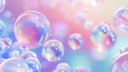Pastel Gradient Holographic Neon Background. 3d Abstract Hologram Dots, Balls, Spheres in Motion Wallpaper.	