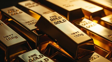 Gold Bars 1000 grams. Concept of wealth and reserve.
