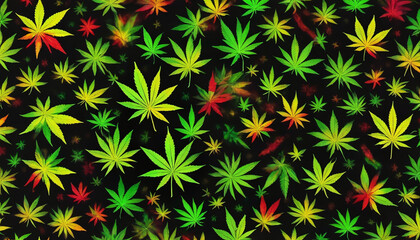 420 Weed And Rasta Themed Seamless Pattern