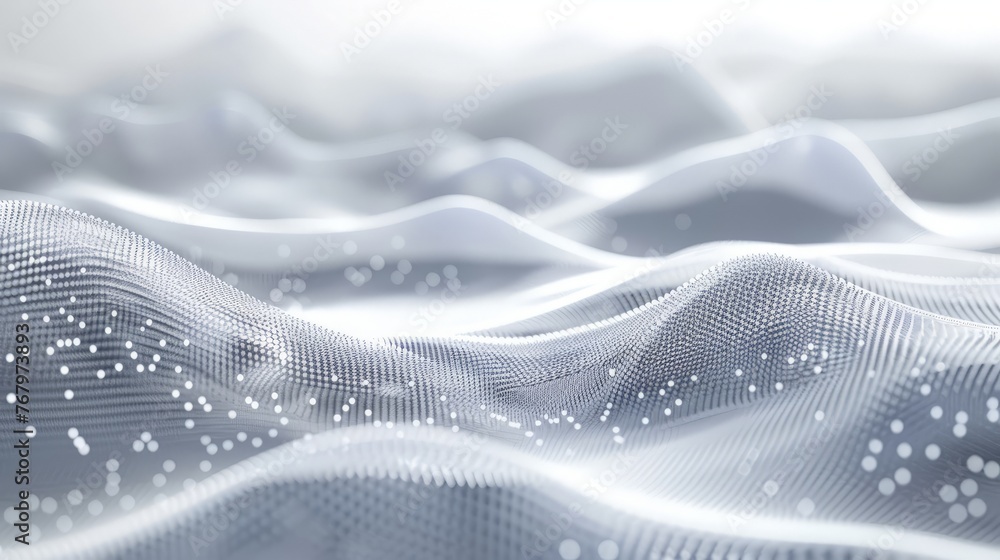 Poster gray and white abstract background with flowing particles. digital future technology concept.