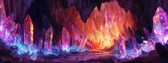A kaleidoscopic cave with crystals that play melodies when touched.