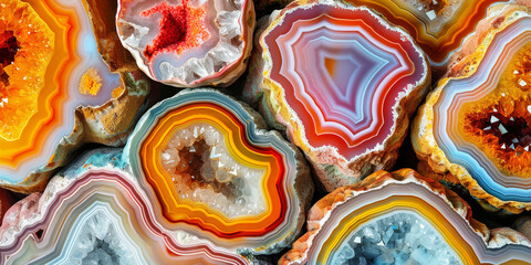 Texture, a cross-section of an Agate geode - obrazy, fototapety, plakaty