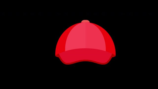 a red baseball cap icon concept animation with alpha channel